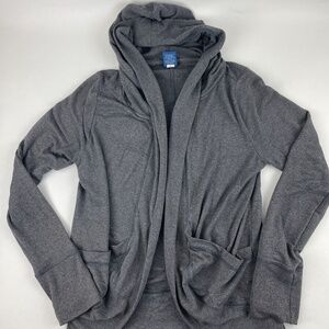 Reebok Cardigan Sweater Womens Medium Gray Wrap Pockets